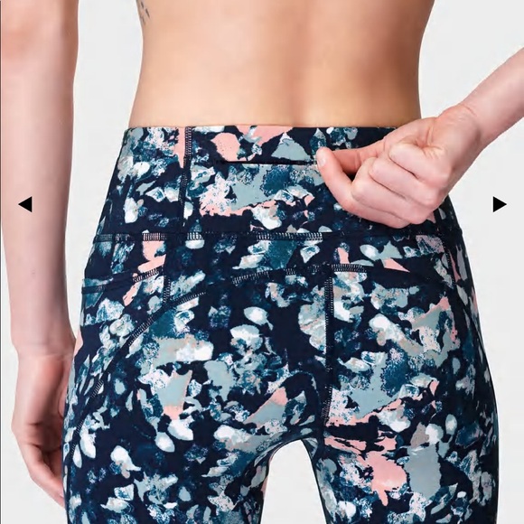 SWEATY BETTY Power 7/8 Workout Leggings, Pink Floral Collage Print SIZE XS. 0589 - Picture 4 of 11